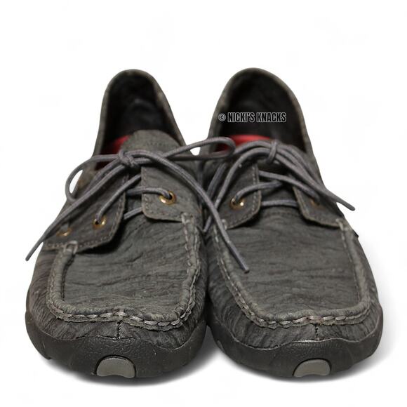 Twisted X Womens Charcoal Distressed Leather Driving Moccasins Slip On Size 8.5 - Picture 3 of 10